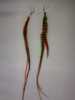 Feather earring Green/red