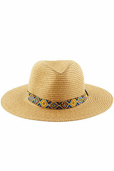 Ibiza Hoed creme met aztec rand