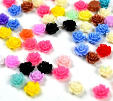 3D nailart roosjes mixed colours (25 stuks)