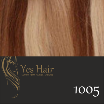 Yes Hair Weft 52 cm breed kleur 1005 Warm Bruin + Blonde highlights 