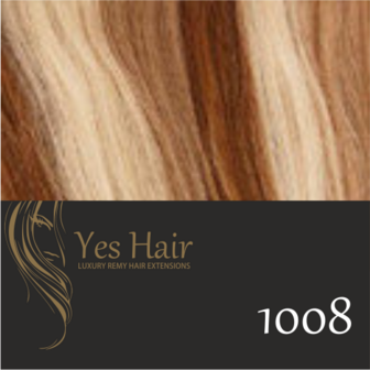 Yes Hair Weft 52 cm breed kleur 1008 As Bruin + Blonde highlights + Warm blonde highlights